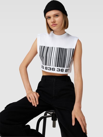 VTMNTS Cropped T-Shirt mit Label-Print Weiss 3