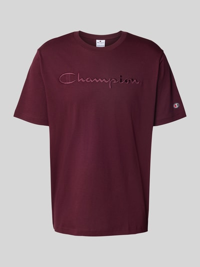 CHAMPION T-shirt met logostitchings en ronde hals Bordeaux - 2