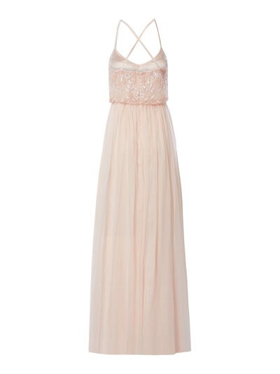 Jake*s Cocktail Abendkleid aus Mesh mit Zierperlen  Metallic Rosa Melange 3