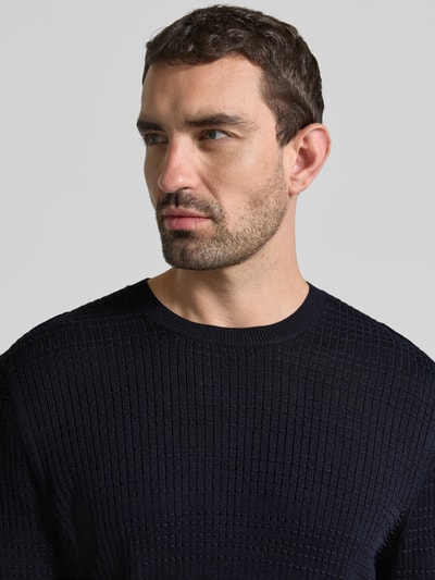 JOOP! COLLECTION Strickshirt mit Strukturmuster Modell 'Elio' Marine 3
