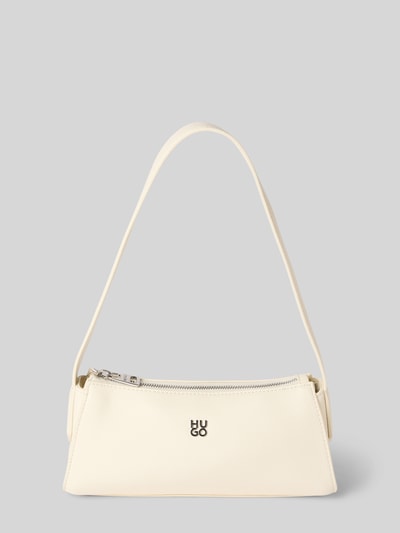 HUGO Handtasche mit Label-Applikation Modell 'Chris 2.0' Ecru 2