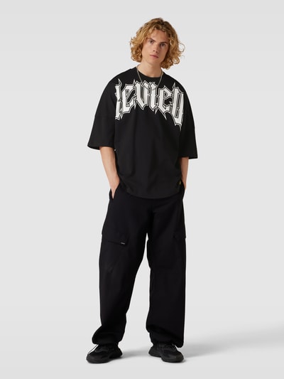 REVIEW Oversized T-Shirt mit OLD ENGLISH Logo Print Black 1