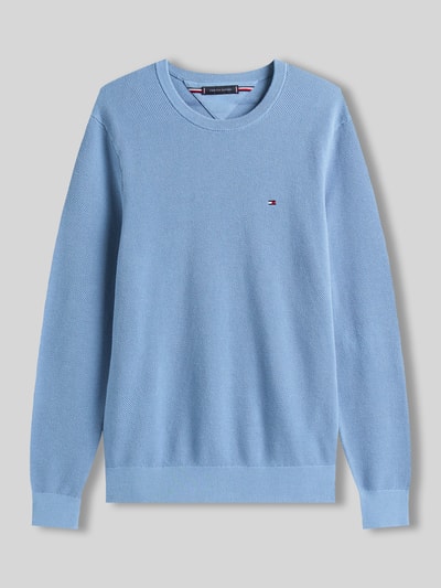 Tommy Hilfiger Regular Fit Strickpullover aus reiner Baumwolle Hellblau 2