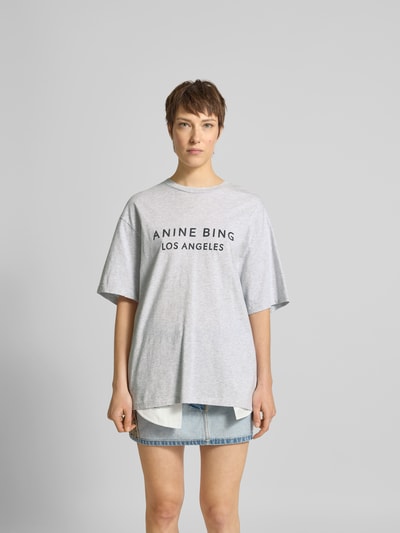 Anine Bing Oversized T-Shirt mit Label-Print Hellgrau 4