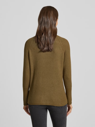 Soyaconcept Gebreide pullover met ribboorden, model 'KANITA' Olijfgroen gemêleerd - 5