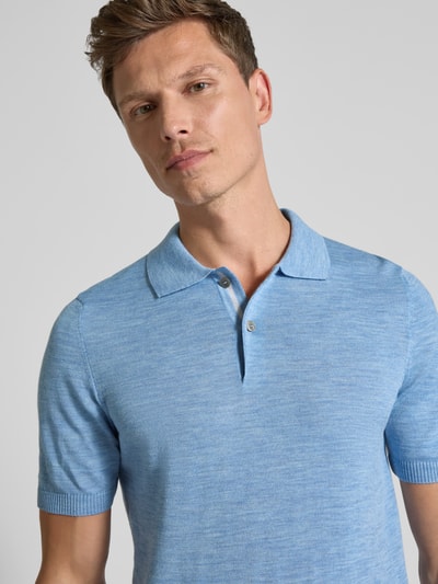 MAERZ Muenchen Regular fit poloshirt met ribboorden Lichtblauw - 3