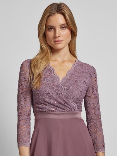 Swing Cocktailkleid mit Spitzenbesatz Mauve 3