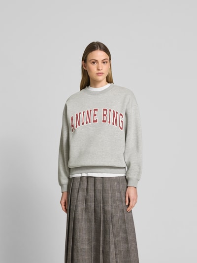 Anine Bing Oversized Sweatshirt mit Label-Print Mittelgrau Melange 4