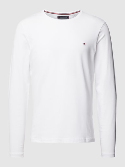 Tommy Hilfiger Slim Fit Longsleeve mit Label-Stitching Weiss 2