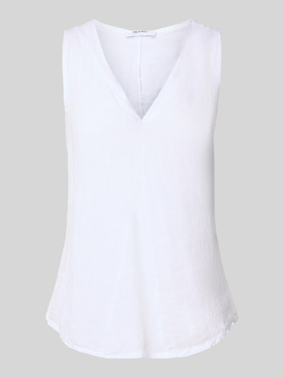 ZABAIONE Regular fit linnen blousetop met V-hals, model 'Lu44cia' Offwhite - 2