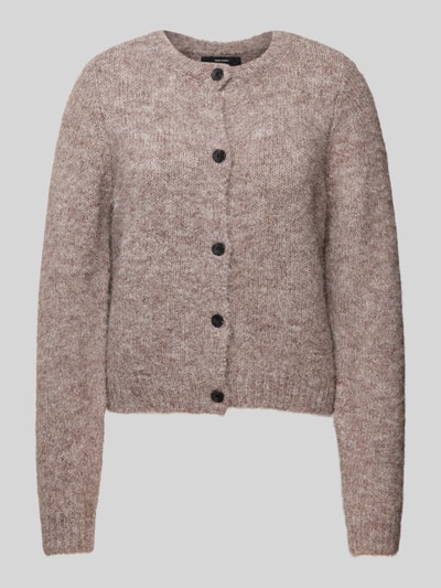 Vero Moda Regular Fit Strickjacke mit Wollanteil und Knopfleiste Modell 'NOVAH' Taupe 2