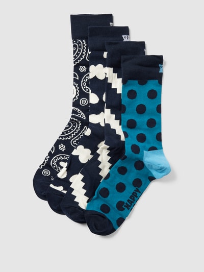 Happy Socks Sokken met all-over print in een set van 4 paar, model 'Moody Blues' Donkerblauw - 1