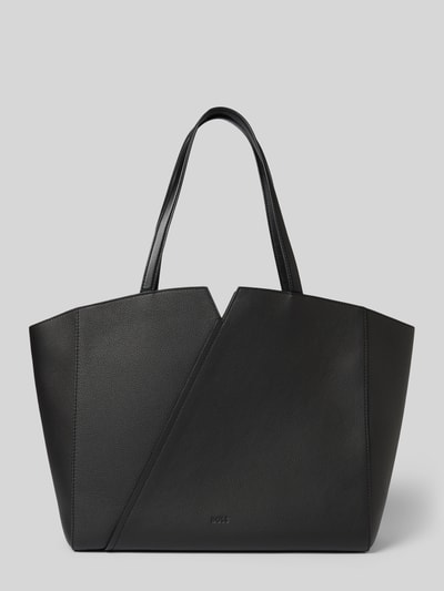 Produktfoto, Shopper aus echtem Rindsleder Modell 'BOSS REVERS SM TOTE' von BOSS, efekt: jednolity kolor, czarny, zamek błyskawiczny, główna przegroda, przegródka wpuszczana wewnątrz, przegródka zapinana na zamek błyskawiczny wewnątrz, ozdobna sprzączka, uchwyt, materiał: naturalna skóra
