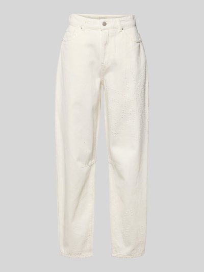 Produktfoto, Wide Fit Jeans in verkürzter Passform Modell 'Dexter' von MSCH Copenhagen in Creme, 5-Pocket-Design, reine Baumwolle, glatte Textur.