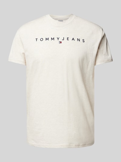 Tommy Jeans T-shirt met labelprint Offwhite gemêleerd - 1