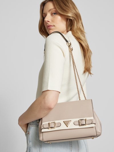 Guess Handtas met labelapplicatie, model 'ECO ALI' Taupe - 1