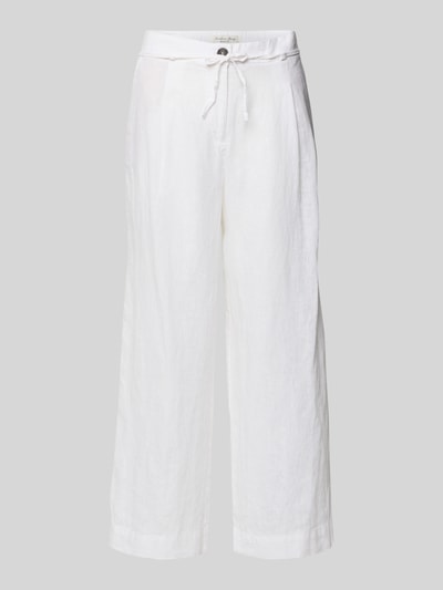 Produktfoto, Leinenhose mit Bindegürtel von Christian Berg Woman aus Reinem Leinen in Weiß, Wide-Leg-Pants, Knopfverschluss, strukturierte Oberfläche