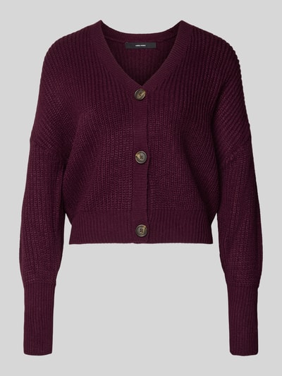 Vero Moda Regular fit gebreid jack met sierknopen, model 'LEA' Bordeaux - 2