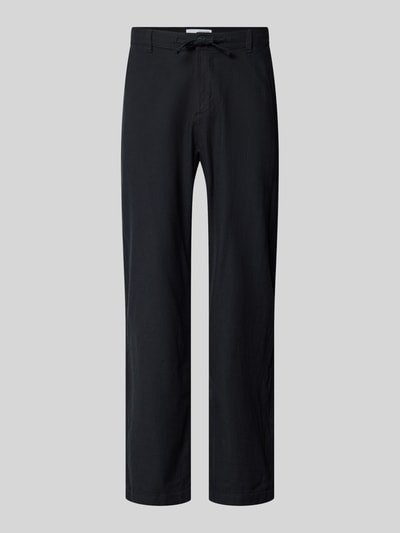 Selected Homme Spodnie o kroju loose fit z mieszanki bawełny i lnu model 'BRODY' Czarny 2