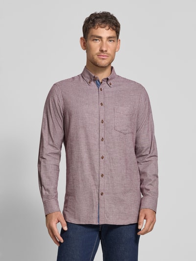 Christian Berg Men Vrijetijdsoverhemd met knoopsluiting Bordeaux - 4