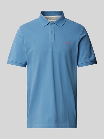 s.Oliver RED LABEL Regular Fit Poloshirt aus reiner Baumwolle mit Label Stitching Rauchblau 2