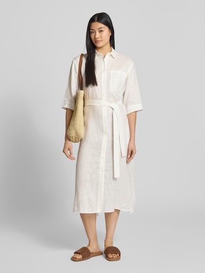 MM Leinenkleid mit Brusttasche Modell 'SALUTE' Offwhite 1