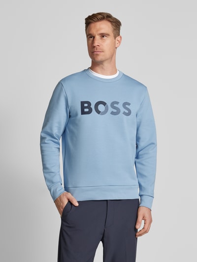 BOSS Green Sweatshirt mit Label-Print Hellblau 4