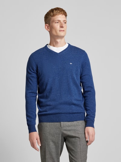 Fynch-Hatton Strickpullover mit V-Ausschnitt Rauchblau 4