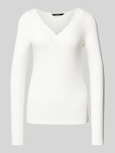 Vero Moda Top met lange mouwen en kant, model 'ROSA' Wit - 2