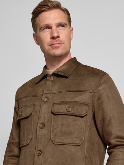 MCNEAL Regular fit overhemdjack met borstzakken Middenbruin - 3