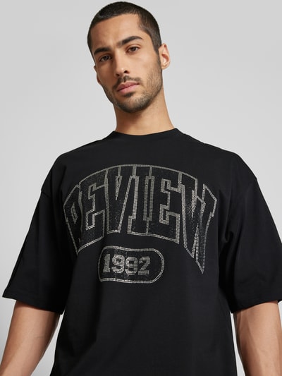 REVIEW Oversized T-shirt met labelprint Zwart - 3