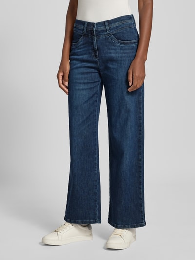 Raphaela By Brax Flared jeans in used-look, model 'Laura' Blauw - 4