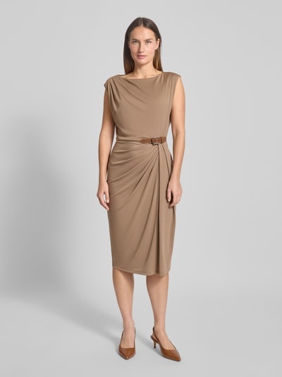 Lauren Ralph Lauren Midikleid mit Rundhalsausschnitt Modell 'BRENIEL' Taupe 4