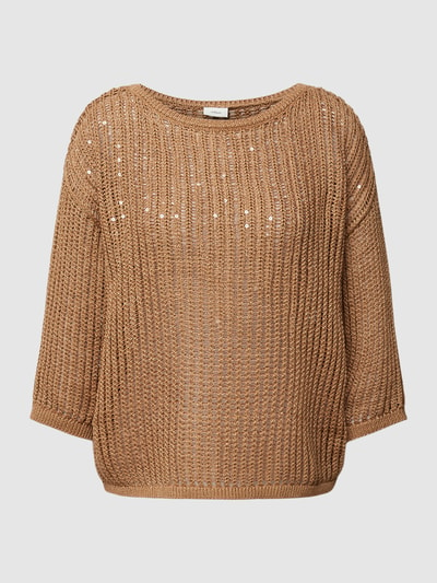 s.Oliver BLACK LABEL Gebreide pullover met structuurmotief Camel - 2