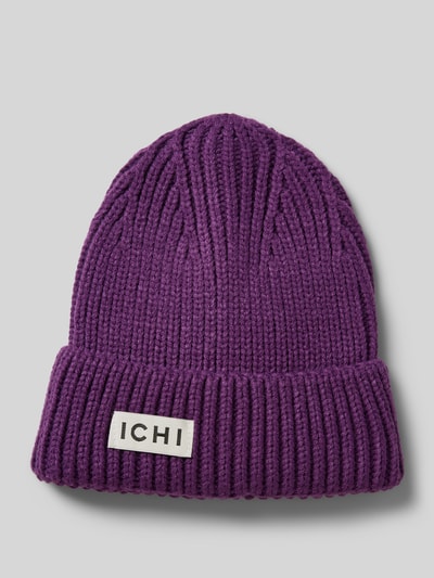 ICHI Czapka beanie z naszywką z logo model ‘EMMA’ Fioletowy 1