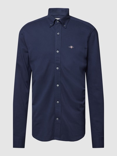 Gant Koszula casualowa o kroju regular fit z kołnierzykiem typu button down model ‘PIQUE’ Granatowy 2