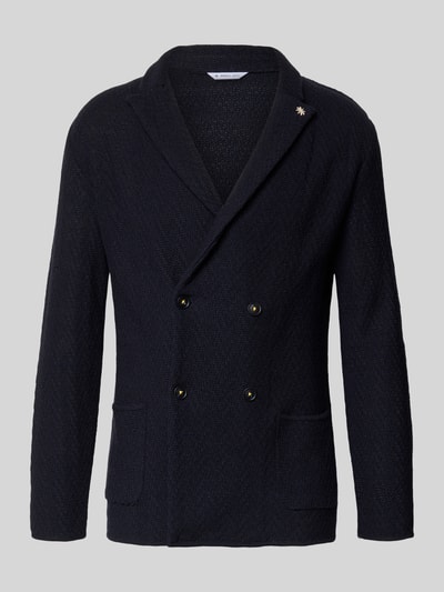 Produktfoto, Slim Fit Sakko mit Reverskragen von Manuel Ritz aus Reine Baumwolle, Zweireiher, Schwarz, AufgesetzteTaschen, strukturierte Oberfläche