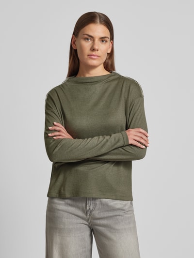 s.Oliver RED LABEL Loose Fit Langarmshirt aus gebürstetem Jerseystrick mit Inside-Out-Nähten Khaki 4