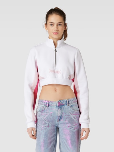 Review Cropped Sweatshirt mit Kontraststreifen Weiss 4