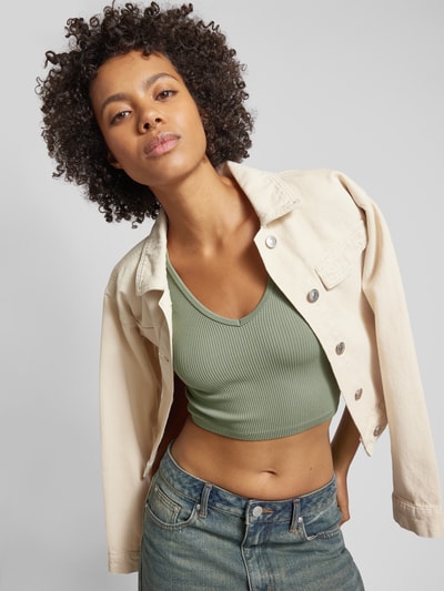 Only Crop Top mit Feinripp Modell 'GWEN' Schilf 3