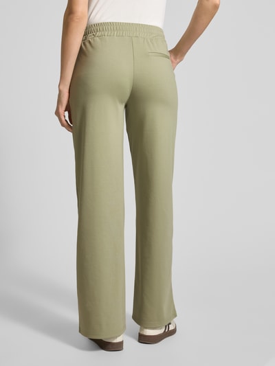 ICHI Wide leg stoffen broek met bandplooien, model 'KATE Long' Rietgroen - 5