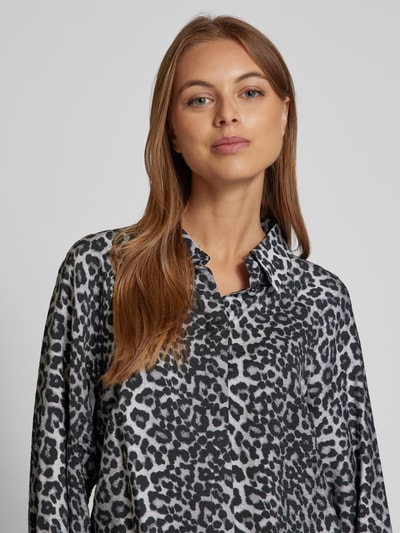 YAS Regular fit blouse met platte kraag, model 'LEONJA' Middengrijs - 3