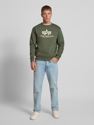 Alpha Industries Sweatshirt met labelprint Olijfgroen - 1