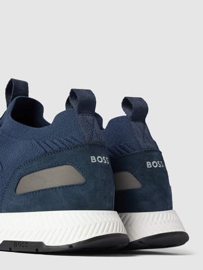 BOSS Sneakers van leermix, model 'Titanium' Marineblauw - 2