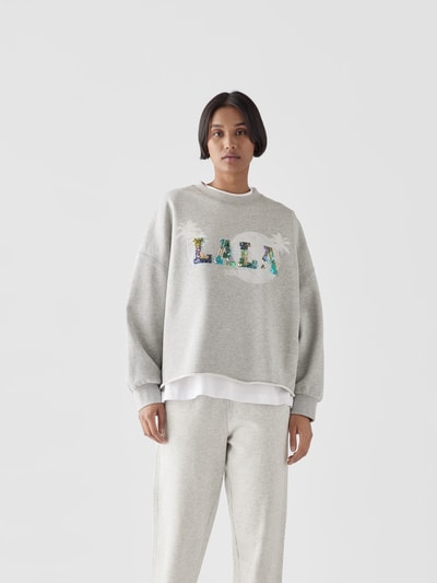 Lala Berlin Sweatshirt mit Zierbesatz Hellgrau 4