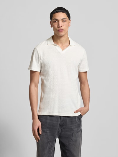 Blend Koszulka polo o kroju regular fit ze strukturalnym wzorem model 'Heskild' Złamany biały 4