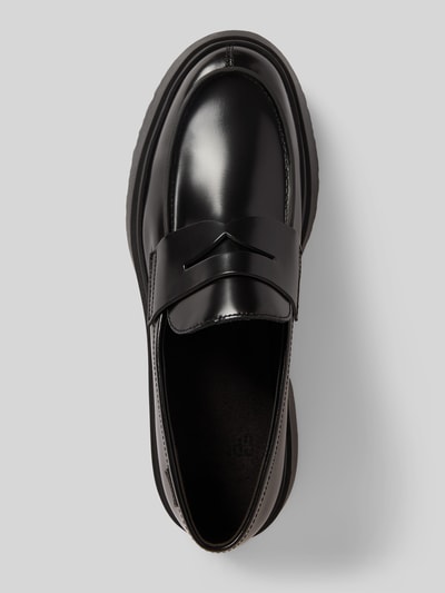 Produktfoto, Loafer aus echtem Leder Modell 'Walden' von Camper in Schwarz, abgerundete Form, profilierte Sohle, glatte Textur, Größe 44