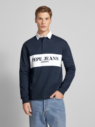 Pepe Jeans Sweatshirt met polokraag, model 'Joey' Marineblauw - 4