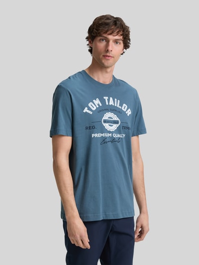Tom Tailor męski t-shirt o kroju regular fit z czystej bawełny Niebieski 4