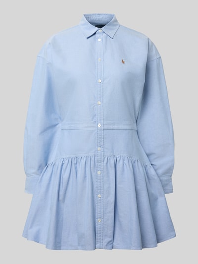 Produktfoto, Tailliertes Blusenkleid aus reiner Baumwolle von Polo Ralph Lauren in Optik: Unifarben, Mini-Länge, Polokragen, Oxford-Struktur